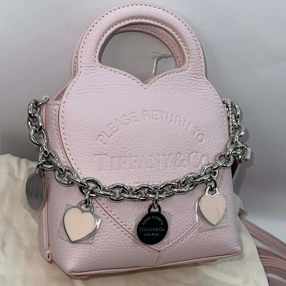 Return to Tiffany Pink Micro Charm Tote Bag Pink Leather Rare